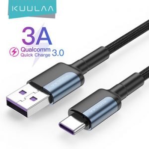 KUULAA USB Type C Cable For Samsung S10 S9 3A Fast USB Charging Type-C Charger Data Cable for Xiaomi Mi 10t Pro USB-C Cabo Wire