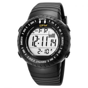 Digital Watch Outdoor Sport Watch 5ATM 50M Waterproof Swimming Wristwatch LED Watch Men Big Dial Spinning Bezel