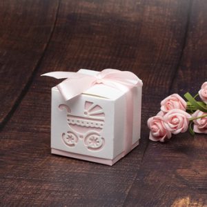 10pcs/bag Cute Candy Box Baby Carriage Blue&Pink Paper Gift Boxes Decoration For Kids Birthday Party DIY Baby Shower Supplies 5Z