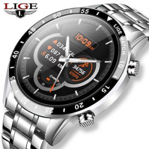 LIGE Fashion Full Circle Touch Screen Mens Smart Watch Waterproof Sport Fitness Watch Luxury Bluetooth Phone Smart Watch For Men