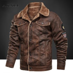 Winter Retro Leather Jacket Men Fleece Wool Warm Jackets Coat Men's Faux Leather Outwear Male Casual Thicken Windproof Overcoats