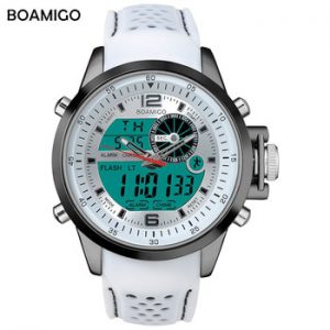 BOAMIGO Top Brand Men Sport Watches multifunction LED digital analog quartz white Military wristwatches