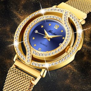 MISSFOX Magnetic Watch Women Luxury Brand Waterproof Diamond Women Watches Hollow Blue Quartz Elegant Gold Ladies Wrist Watch