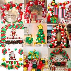 Merry Christmas Balloon Arch Garland Kit Green Red Santa Claus Balloons for Christmas Xmas New Year Party Decorations Supplies