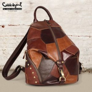 Cobbler Legend Vintage Backpack Woman Genuine Leather Travel Bags Female Zipper Laptop Lady Patchwork Shoulder Bag For School