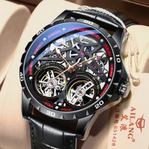 AILANG Original Men's Watch Double tourbillon watch Automatic Hollow-out Machine Watch Men Luminous Waterproof 2020 New design