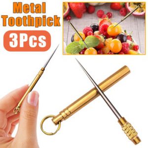 3 Pcs Titanium Outdoor Edc Multifunctional Toothpick Fruit Fork Camping Tool Bottle Toothpick Tube Stronger Than Dental Floss