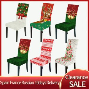 1/4/6PC Christmas Polar Fleece Fabric Chair Cover Elastic Spandex Chair Covers Dining Room Kitchen Stretch  New Year Chair Cover