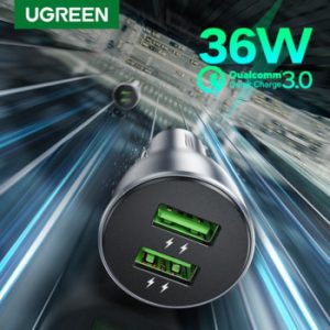 Ugreen Quick Charge 3.0 36W QC Car Charger for Samsung S10 9 Fast Car Charging for Xiaomi iPhone QC3.0 Mobile Phone USB Charger