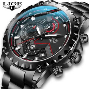 LIGE New Men Watches Top Luxury Brand Fashion Sport Waterproof Chronograph Male Stainless Steel Wristwatch Men Relogio Masculino