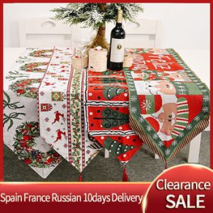 Christmas Decoration Table Runner linen Printed Table Flag Tablecloth Placemat Caminos De Mesa Modernos Adornos Navidad New Year