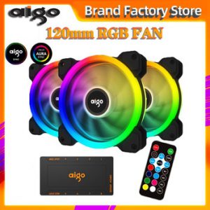 Aigo 2019 new DR12 Computer Case PC Cooling Fan RGB Adjust LED 120mm Quiet + IR Remote New computer Cooler Cooling RGB Case Fan