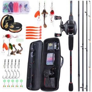 Sougayilang Portable Travel Fishing Combo 1.8-2.4m Casting Fishing Rod and 12+1BB Reel Combo Fishing Line Lures Bag Accessories