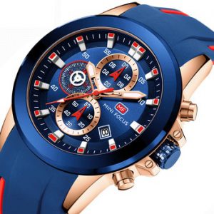 MINIFOCUS Chronograph Mens Watches Brand Luxury Casual Sport Date Quartz Silicone Wristwatches Waterproof Men's Wrist watch Man