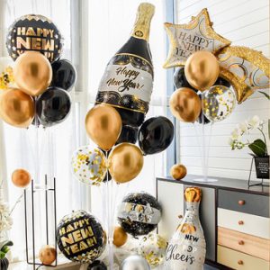 2021 Happy New Year Balloons Decor Wine Bottle Foil Balloons Christmas Decorations For Home New Year Eve Party Supplies Globos