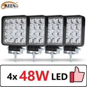 OKEEN 4pcs Car LED Bar Worklight 48W Offroad Work Light 12V Light Interior LED 4x4 LED Tractor Headlight Spotlight for Truck ATV