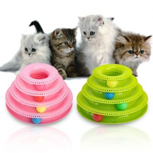 Three Levels pet cat toy Tower Tracks Disc cat Intelligence Amusement triple pay disc cat toys ball Training Amusement plate