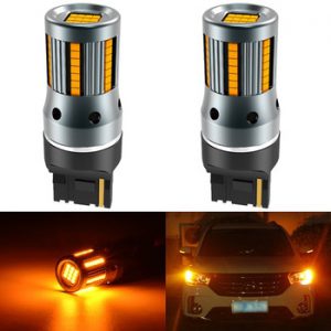 2pcs T20 W21W WY21W 7440 7440NA LED Turn Signal Light Bulbs Canbus Error Free No Hyper Flash Amber Yellow P21W ba15s T25 3156