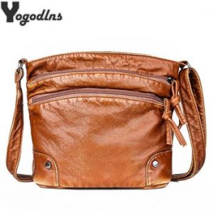 Fashion PU Leather Shoulder Bag For Women Vintage Crossbody Bag Multifunctional Messenger Bag Wild Shopping Lady Bag Light Purse