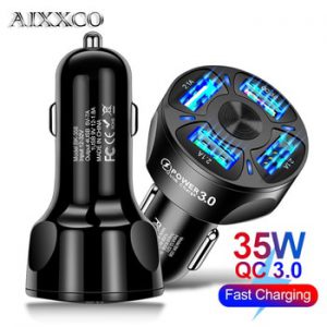 AIXXCO 3 Ports USB Car Charger Quick Charge 3.0 Fast Car Cigarette Lighter For Samsung Huawei Xiaomi iphone Car Charger QC 3.0