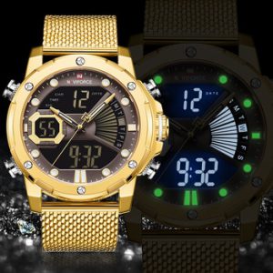 NAVIFORCE Luxury Brand Gold Business Watches Mens Stainless Steel Quartz Watch Men Waterproof Sport Male Clock Relogio Masculino