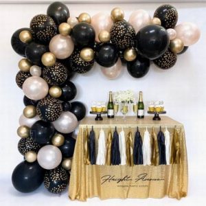 87pcs DIY Balloon Garland Arch Kit Black Gold Champagne Latex Balloons for 2021 New Year Retirement Graduation Party Decoration