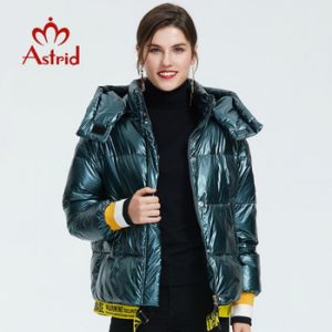 Astrid 2019 Winter new arrival down jacket women blue color winter coat with a hood short jacket for winter with zipper ZR-3032