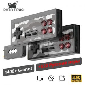 DATA FROG 4K Video Game Console Built in 1400+ Classic NES Games Wireless Controller 8 Bit HDMI Retro Mini Console Dual Player