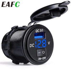 Quick Charge QC3.0 Dual USB Car Charger Cigarette Lighter Socket Splitter Power Adapter Digital Display Voltmeter Socket