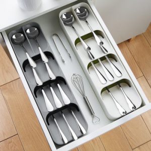 High-quality Kitchen Drawer Storage Tray Organizer Spoon Forks Cutlery Storage Separation Container Plastic Knife Block Holder