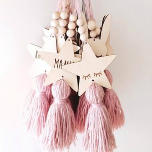 Cute Star Shape Wooden Beads Tassel Pendant Kids Room Decoration Nordic Style Wall Hanging Ornament Girl Gifts Photography Props