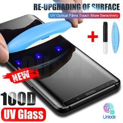 UV Tempered Glass For Samsung Galaxy S9 S8 S10 S20 Plus Note 8 9 10 Full Liquid Screen Protector For Samsung S8 S7 Edge Glass