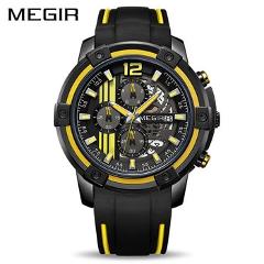 MEGIR Big Dial Quartz Men Watches with Chronograph Silicone Military Sport Watch Men Relogio Masculino Fashion Wristwatches