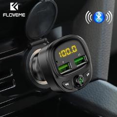 FLOVEME Wireless Car USB Charger Bluetooth FM Transmitter MP3 Player Dual Ports Phone Charger TF Card Music HandFree Car Kit