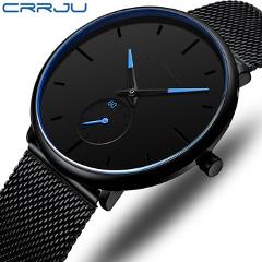 CRRJU Fashion Mens Watches Ultra Thin Luxury Quartz Watch Men 2020Casual Slim Mesh Belt Waterproof Sport Watch Relogio Masculino