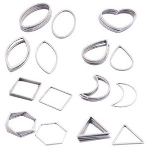 20pcs Stainless Steel Teardrop Earring Findings Circle Components Moon Oval Heart Triangle Charms Connectors For Earrings Making