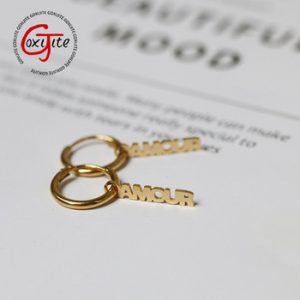 Goxijite 1 Pair Customize Name Hoop Earring Women Men Personalized Letter Ear Bone Buckle Earrings Punk Hip-hop Jewelry