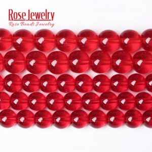 High Quality Smooth Clear Red Glass Round Spacer Beads For Jewelry Making 4 6 8 10 12 mm Loose Beads Diy Bracelet 15" Strand