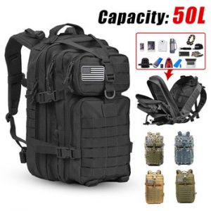 50L Large Capacity Men Army Military Tactical Backpack 3P Softback Outdoor Waterproof Bug Rucksack Hiking Camping Hunting Bags