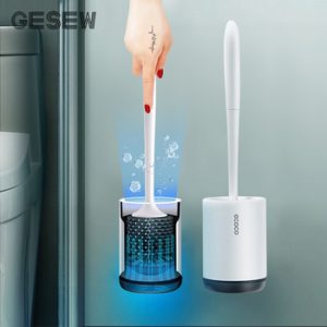 GESEW Silicone TPR Toilet Brush and Holder Quick Drain Cleaning Brush Tools for Toilet Household WC Bathroom Accessories Sets