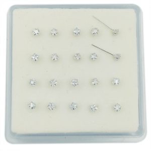 925 sterling silver Star cubic zircon Nose Stud body piercing jewelry 20pcs/pack