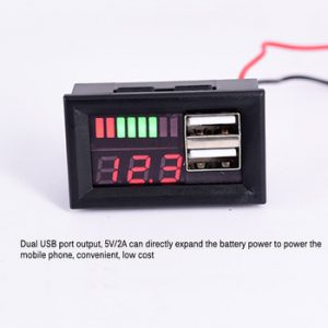 LED Digital Display Voltmeter Mini Voltage Meter Battery Tester Panel Dual USB 5V 2A Output for DC 12V Cars Motorcycles Vehicles