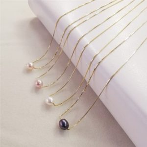 DMPFP101 Natural Freshwater Pearl Necklace 925 sterling silver 6-7/7-8mm Pearl Pendant Necklace For Women