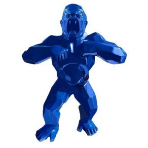 16''Animal Simulation King Kong Gorilla Creative Decoration Art Craft Birthday Gift Resin Action Collectible Blue Model Toy BOX