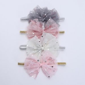 2 Piece New Glitter Gauze Girls Headbands Children Hair Clip Cute Kids Elastic Hair Bands Big Hairpin Hair Accessories Gift