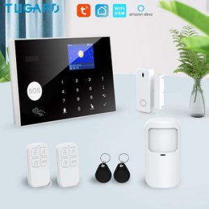 Tuya Wifi Gsm Home Burglar Security Alarm System 433MHz Apps Control LCD Touch Keyboard 11 Languages Wireless Alarm System Kit