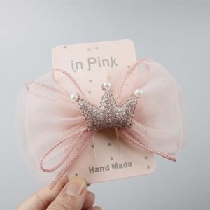 Korean Fashion Children's Hairpin Headdress Beautiful Girl Princess Mesh Bowknot Crown Hair Clip Birthday Gifts Hair Accessories