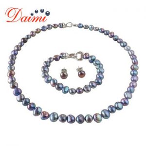 DMSFP100 Baroque Pearl Jewelry Sets Silver 925 Jewelry Pearl Sets Necklace/Bracelet/Earrings For Women