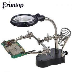 1PCS 3.5x 12x MG16129-C LED Clamp Soldering Iron Stand Helping Hands Magnifying Glass Magnifier