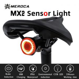 MEROCA MX2 Bicycle Taillight Auto Start/Stop Brake Sensing IPx6 Waterproof LED Charging Cycling  Rear Light Bike